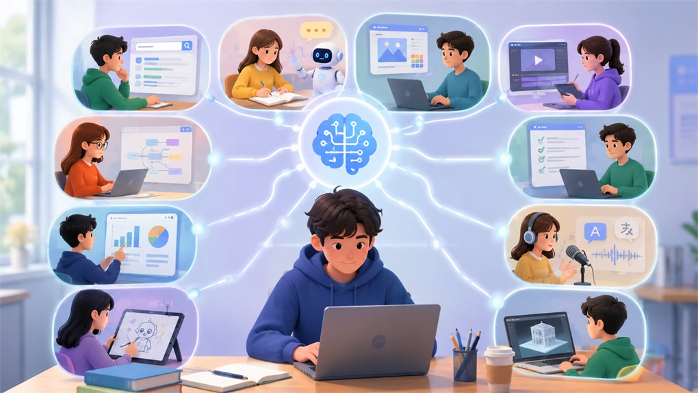 学生用 AI 做学校项目的 10 种方式：图片、视频和配音创作指南